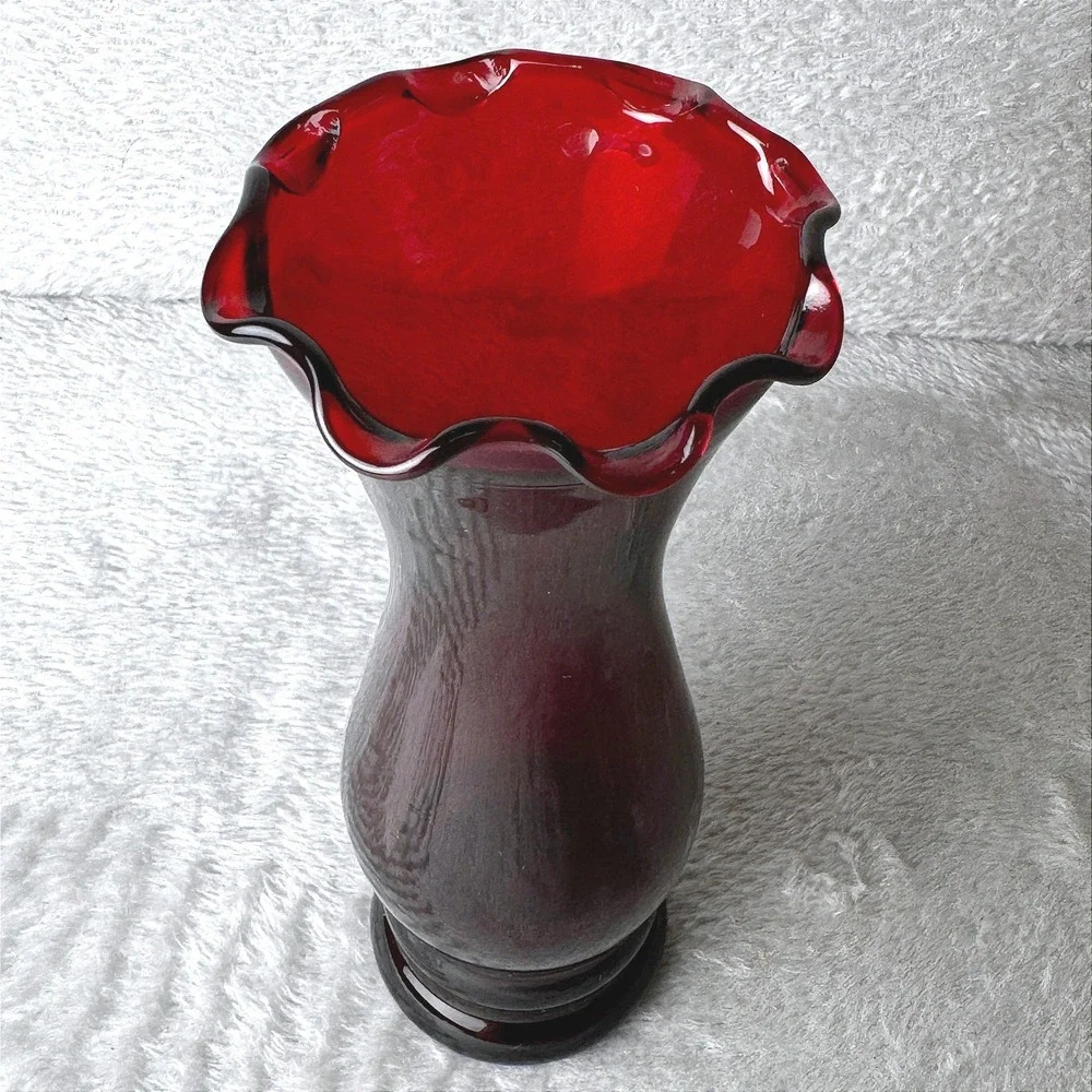Vintage Anchor Hocking Royal Ruby Red Glass Bud Vase 6